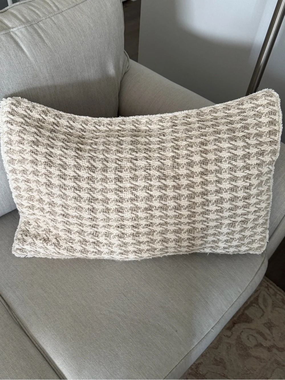 Neutral Beige Textured Lumbar Pillow - Brand: Pottery Barn